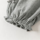 Dave&Bella Toddler Girls Grey/Navy Cotton Soft Loose Adjustable-waistband Sweatpants