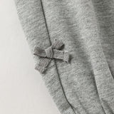 Dave&Bella Toddler Girls Grey/Navy Cotton Soft Loose Adjustable-waistband Sweatpants