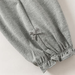 Dave&Bella Toddler Girls Grey/Navy Cotton Soft Loose Adjustable-waistband Sweatpants