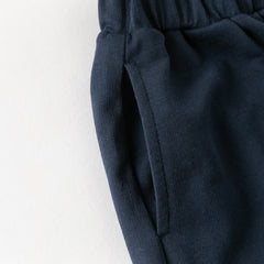 Dave&Bella Toddler Girls Grey/Navy Cotton Soft Loose Adjustable-waistband Sweatpants