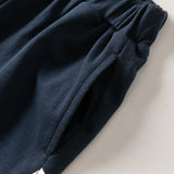 Dave&Bella Toddler Girls Grey/Navy Cotton Soft Loose Adjustable-waistband Sweatpants