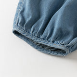 Dave&Bella Toddler Girls Denim Blue Classic Plain Drawstring Jeans