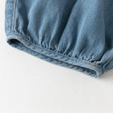Dave&Bella Toddler Girls Denim Blue Classic Plain Drawstring Jeans