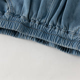 Dave&Bella Toddler Girls Denim Blue Classic Plain Drawstring Jeans