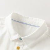Dave&Bella Toddler Boys White Car Embroidery Cotton Soft Simple Style Shirts