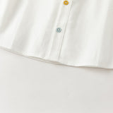 Dave&Bella Toddler Boys White Car Embroidery Cotton Soft Simple Style Shirts
