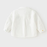 Dave&Bella Toddler Boys White Car Embroidery Cotton Soft Simple Style Shirts