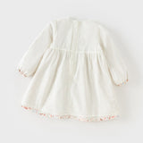 Dave&Bella Toddler Girls Beige Floral Print Doll Collar Soft Cotton A-line Dress