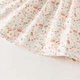 Dave&Bella Toddler Girls Beige Floral Print Doll Collar Soft Cotton A-line Dress