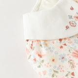 Dave&Bella Toddler Girls Beige Floral Print Doll Collar Soft Cotton A-line Dress