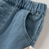 Dave&Bella Toddler Girls Denim Blue Ruffle Hem Design Versatile Jeans