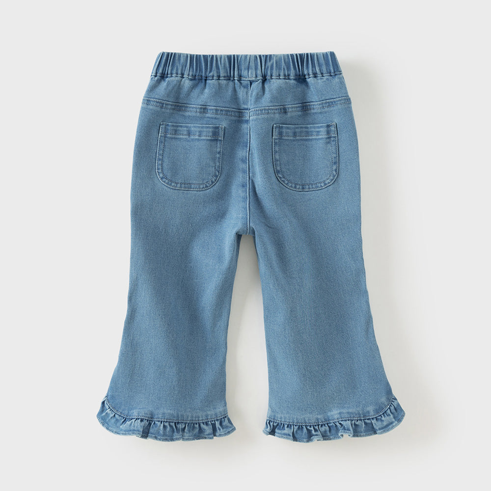 Dave&Bella Toddler Girls Denim Blue Ruffle Hem Design Versatile Jeans
