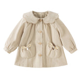Dave&Bella Toddler Girls Khaki Doll Collar Classic Elegant Lightweight Trench Coats