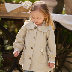 Dave&Bella Toddler Girls Khaki Doll Collar Classic Elegant Lightweight Trench Coats