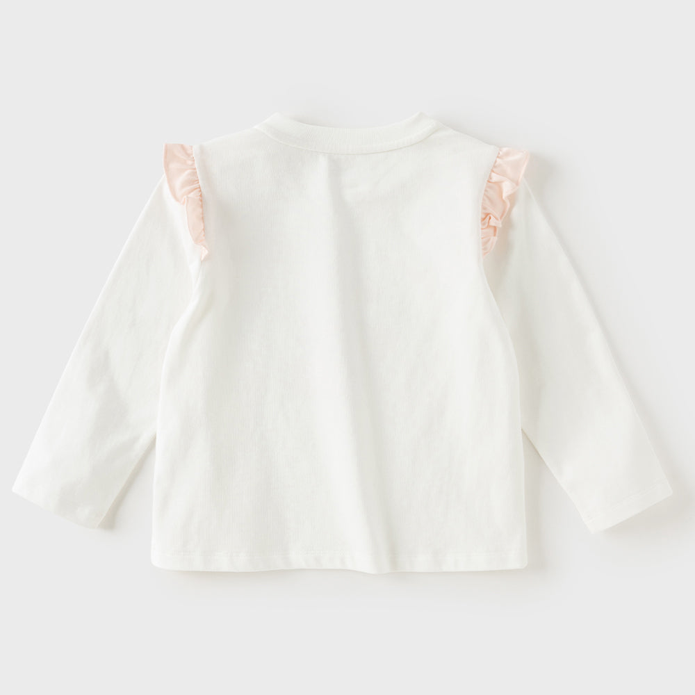 Dave&Bella Toddler Girls White Cute Print Cozy Comfortable Cotton T-shirts