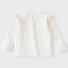 Dave&Bella Toddler Girls White Cute Print Cozy Comfortable Cotton T-shirts