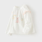 Dave&Bella Toddler Girls White Cute Print Cozy Comfortable Cotton T-shirts
