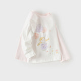 Dave&Bella Toddler Girls White Cute Sweet Print Soft Comfortable Cotton T-shirts