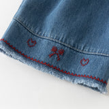 Dave&Bella Toddler Girls Denim Blue Straight Leg Sweet Embroidery Jeans