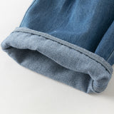Dave&Bella Toddler Girls Denim Blue Straight Leg Sweet Embroidery Jeans