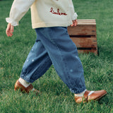 Dave&Bella Toddler Girls Denim Blue Tiny Heart Print VersatileJogger Jeans