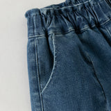 Dave&Bella Toddler Girls Denim Blue Tiny Heart Print VersatileJogger Jeans