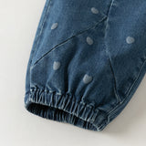 Dave&Bella Toddler Girls Denim Blue Tiny Heart Print VersatileJogger Jeans