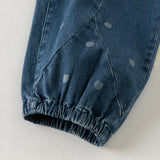 Dave&Bella Toddler Girls Denim Blue Tiny Heart Print VersatileJogger Jeans