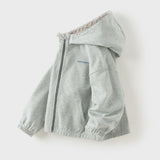 Dave&Bella Toddler Boys Gray Long-sleeved Hooded Outwear Single-layer Hooded Coats