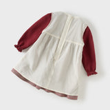 Dave&Bella Toddler Girls Dark Red Plaid Doll Collar Soft Cotton Party A-line Dress