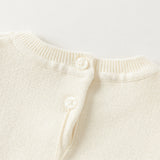 Dave&Bella Toddler Girls Beige Ruffle Collar Cozy Comfortable Cotton Knit Sweaters