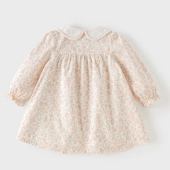 Dave&Bella Toddler Girls Floral Print Cozy Cotton A-line Birthday Dress (Wallet bag)