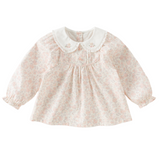 Dave&Bella Toddler Girls Pink Floral Doll Collar Charming Cozy Cooton T-shirts