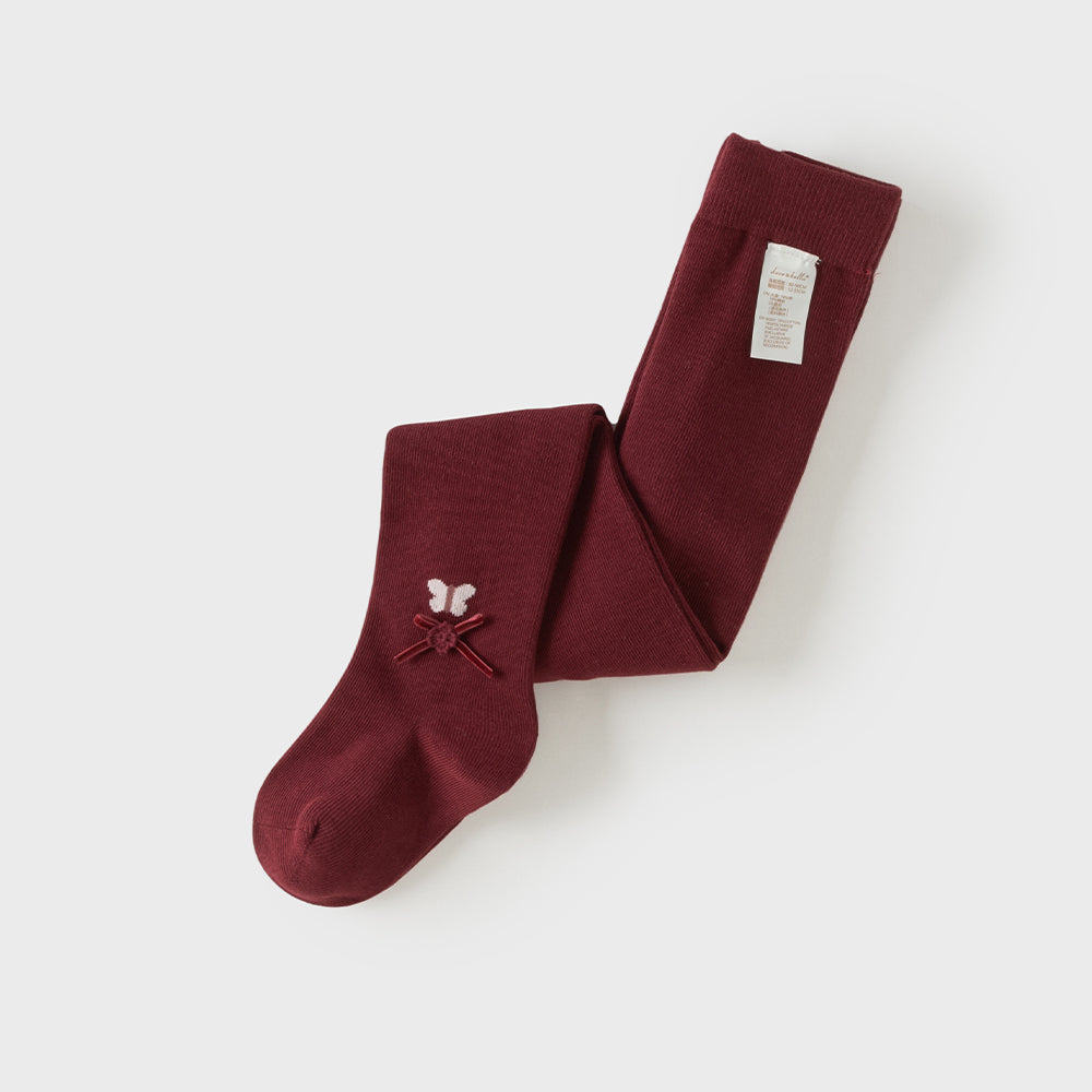 Dave&Bella Toddler Girls Dark Red/Grey Simple Casual Cozy Comfortable Tights