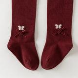 Dave&Bella Toddler Girls Dark Red/Grey Simple Casual Cozy Comfortable Tights