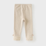 Dave&Bella Toddler Girls Dark Khaki/Apricot Mesh Simple Soft Cozy Pants