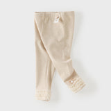 Dave&Bella Toddler Girls Dark Khaki/Apricot Mesh Simple Soft Cozy Pants
