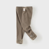 Dave&Bella Toddler Girls Dark Khaki/Apricot Mesh Simple Soft Cozy Pants