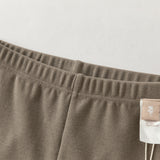 Dave&Bella Toddler Girls Dark Khaki/Apricot Mesh Simple Soft Cozy Pants