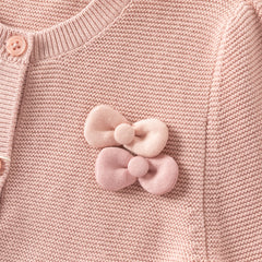 Dave&Bella Toddler Girls Pink Mesh Dress Style Cozy Cotton Round Collar Cardigans