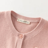 Dave&Bella Toddler Girls Pink Mesh Dress Style Cozy Cotton Round Collar Cardigans