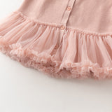 Dave&Bella Toddler Girls Pink Mesh Dress Style Cozy Cotton Round Collar Cardigans