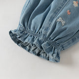 Dave&Bella Toddler Girls Denim Blue Cotton Comfortable Drawstring Jeans