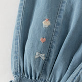 Dave&Bella Toddler Girls Denim Blue Cotton Comfortable Drawstring Jeans