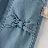 Dave&Bella Toddler Girls Denim Blue Cotton Comfortable Drawstring Jeans