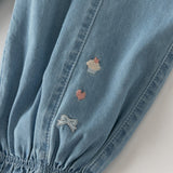 Dave&Bella Toddler Girls Denim Blue Cotton Comfortable Drawstring Jeans
