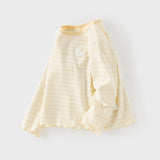 Dave&Bella Toddler Girls Pink/Yellow Striped Comfortable Versatile T-shirts