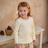 Dave&Bella Toddler Girls Pink/Yellow Striped Comfortable Versatile T-shirts