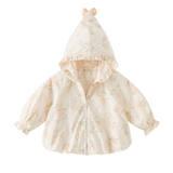 Dave&Bella Toddler Girls Beige Floral Hooded Waterproof Sweet Cute Cozy Jackets