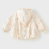 Dave&Bella Toddler Girls Beige Floral Hooded Waterproof Sweet Cute Cozy Jackets